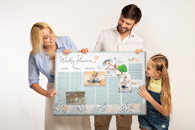 Prikbord met bloemenpatroon op het weekplan