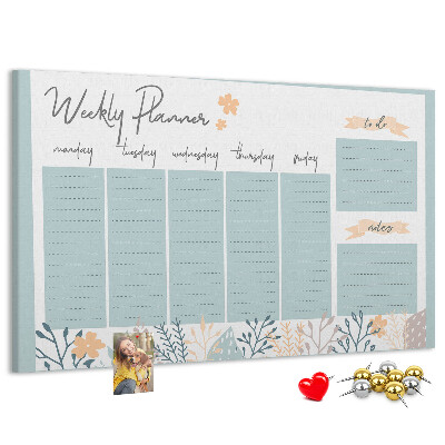 Prikbord met bloemenpatroon op het weekplan