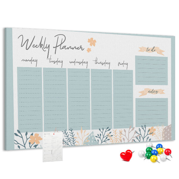 Prikbord met bloemenpatroon op het weekplan