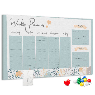 Prikbord met bloemenpatroon op het weekplan