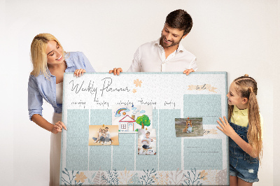 Prikbord met bloemenpatroon op het weekplan