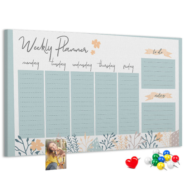 Prikbord met bloemenpatroon op het weekplan