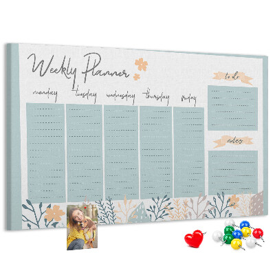 Prikbord met bloemenpatroon op het weekplan