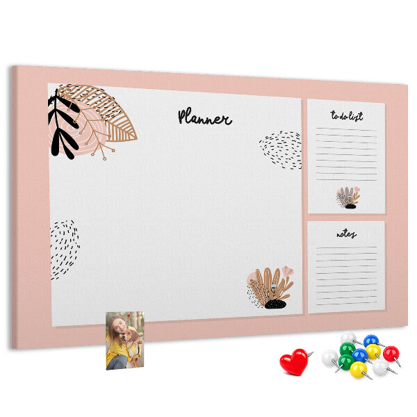 Kurkbord stijlvolle planner met bloemenaccenten