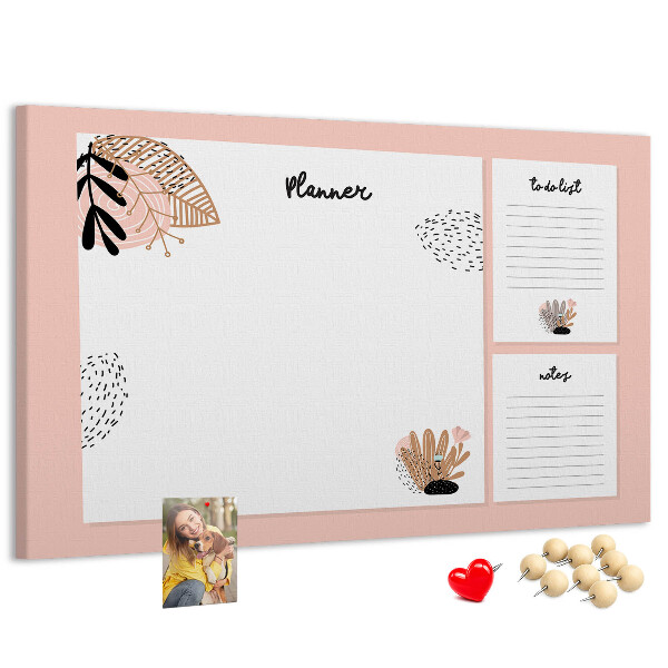 Kurkbord stijlvolle planner met bloemenaccenten