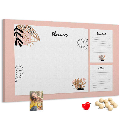 Kurkbord stijlvolle planner met bloemenaccenten