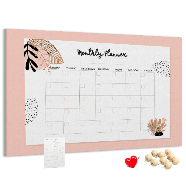 Kurken prikbord stijlvolle maandplanner met bloemenaccenten