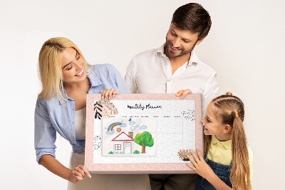Kurken prikbord stijlvolle maandplanner met bloemenaccenten