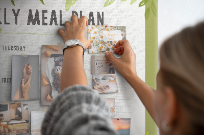 Kurken prikbord maaltijdplanner met groen bladmotief