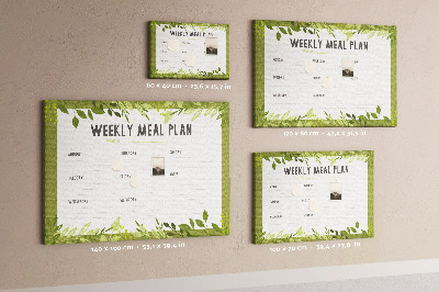 Kurken prikbord maaltijdplanner met groen bladmotief