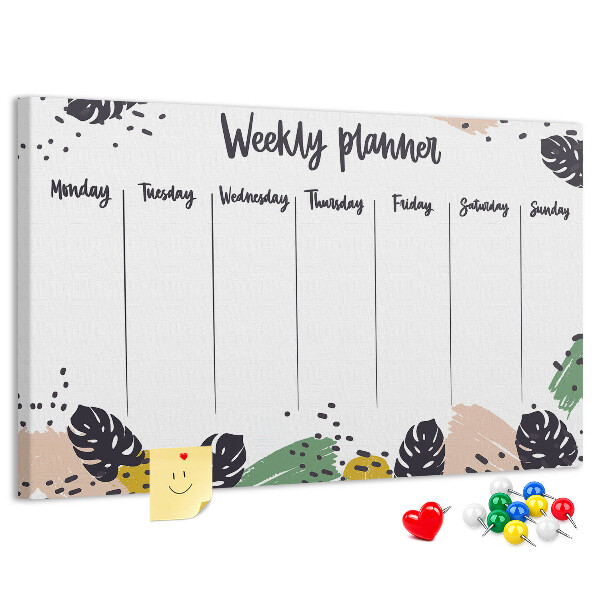 Prikbord met tropische bladeren weekplanner