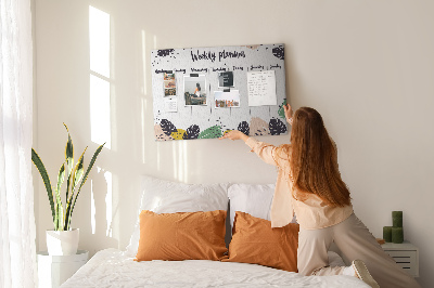 Prikbord met tropische bladeren weekplanner