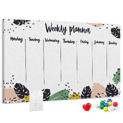 Prikbord met tropische bladeren weekplanner