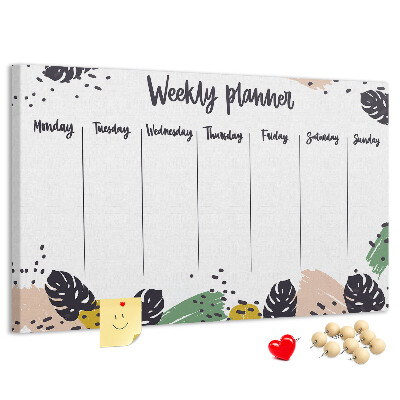 Prikbord met tropische bladeren weekplanner