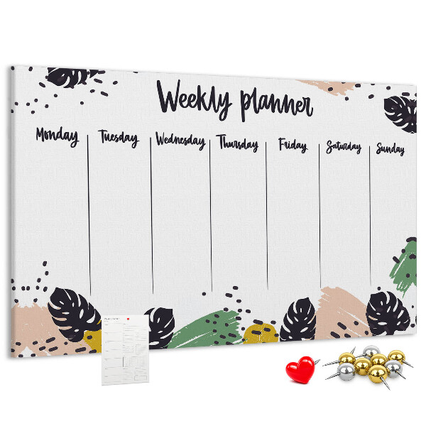 Prikbord met tropische bladeren weekplanner