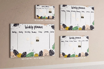 Prikbord met tropische bladeren weekplanner