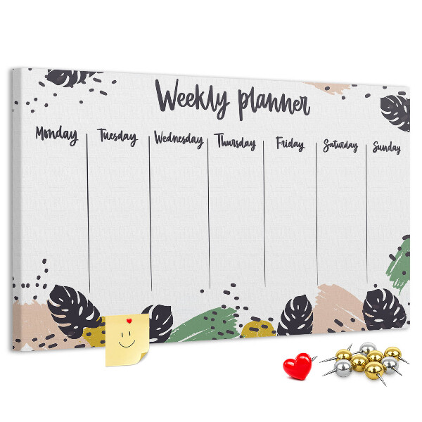 Prikbord met tropische bladeren weekplanner