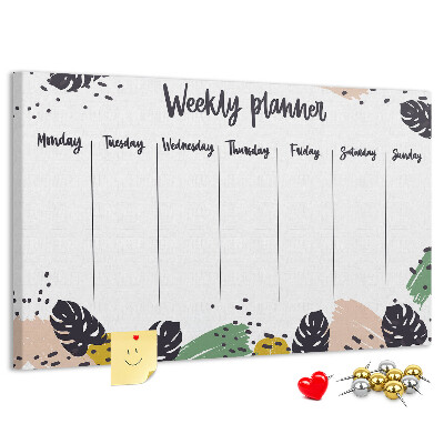 Prikbord met tropische bladeren weekplanner
