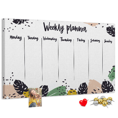 Prikbord met tropische bladeren weekplanner