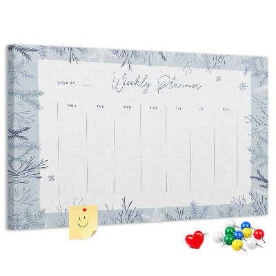 Kurk prikbord met een subtiel patroon voor een winterweekplanning