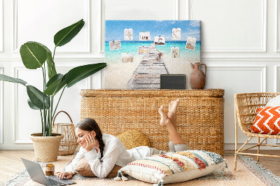 Prikbord met een rustige pier in een tropisch paradijs