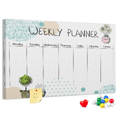 Kurkbord kleurrijke weekplanner met plantenprint