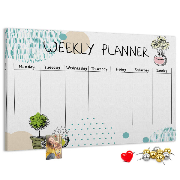 Kurkbord kleurrijke weekplanner met plantenprint