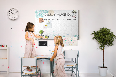 Kurkbord kleurrijke weekplanner met plantenprint