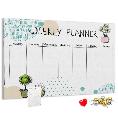 Kurkbord kleurrijke weekplanner met plantenprint