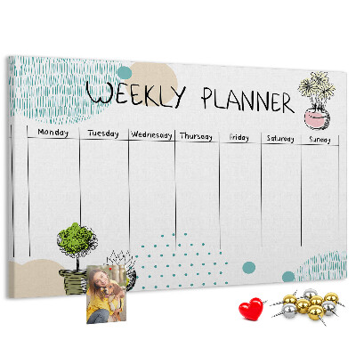 Kurkbord kleurrijke weekplanner met plantenprint