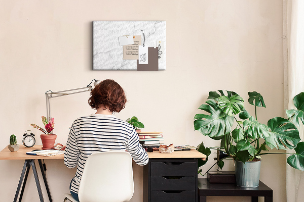 Prikbord elegant marmerpatroon in verschillende wittinten