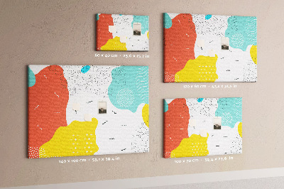 Prikbord met kleurrijke abstracte vormen en patronen
