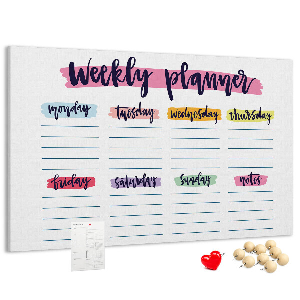 Kurkbord weekplanner met kleurrijke accenten