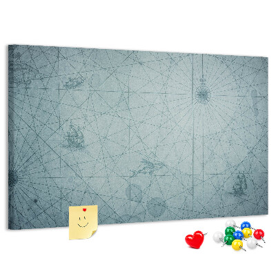 Kurk prikbord met oude kaart met geometrische patronen