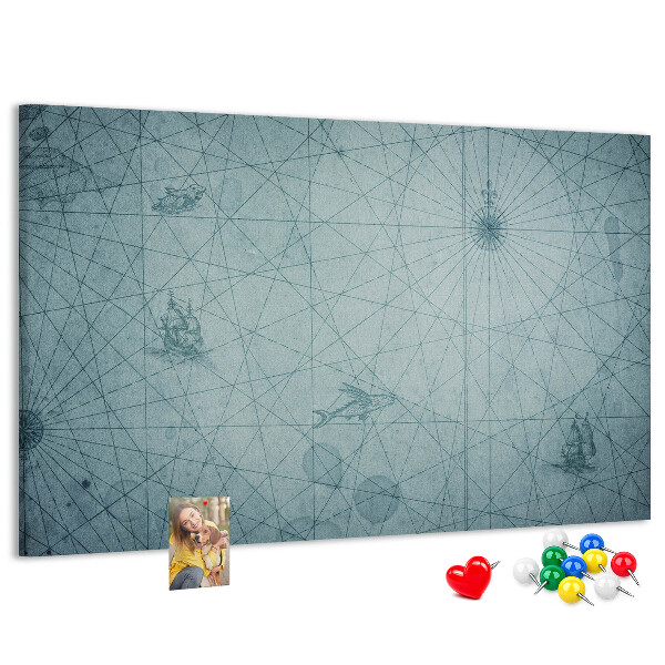 Kurk prikbord met oude kaart met geometrische patronen