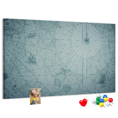 Kurk prikbord met oude kaart met geometrische patronen