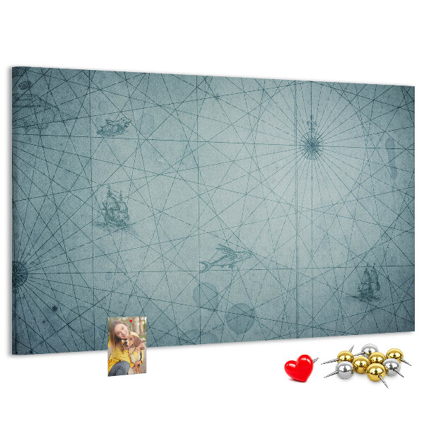 Kurk prikbord met oude kaart met geometrische patronen