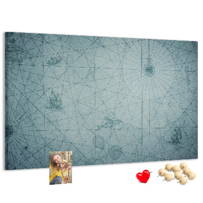 Kurk prikbord met oude kaart met geometrische patronen