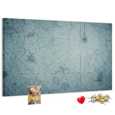 Kurk prikbord met oude kaart met geometrische patronen