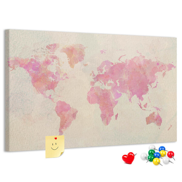 wereldkaart in pastel aquarelstijl
