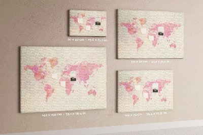Kurkbord wereldkaart in pastel aquarelstijl