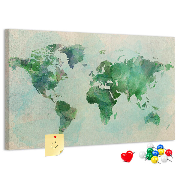 met groene aquarel wereldkaart