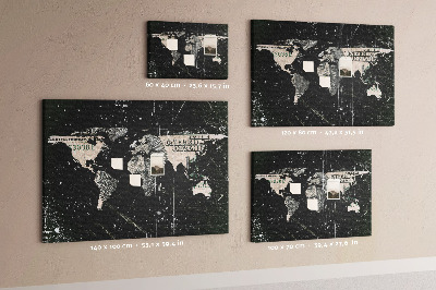 Prikbord met een wereldkaart op een dollarbiljet