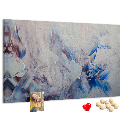 Prikbord met abstract landschap in blauwtinten