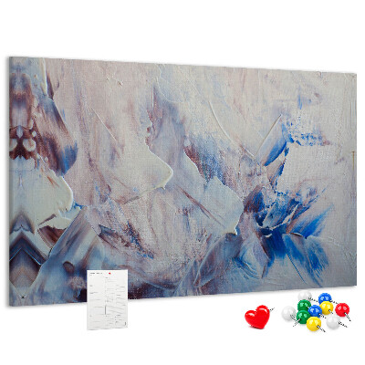 Prikbord met abstract landschap in blauwtinten