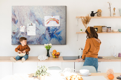 Prikbord met abstract landschap in blauwtinten