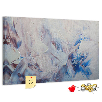 Prikbord met abstract landschap in blauwtinten