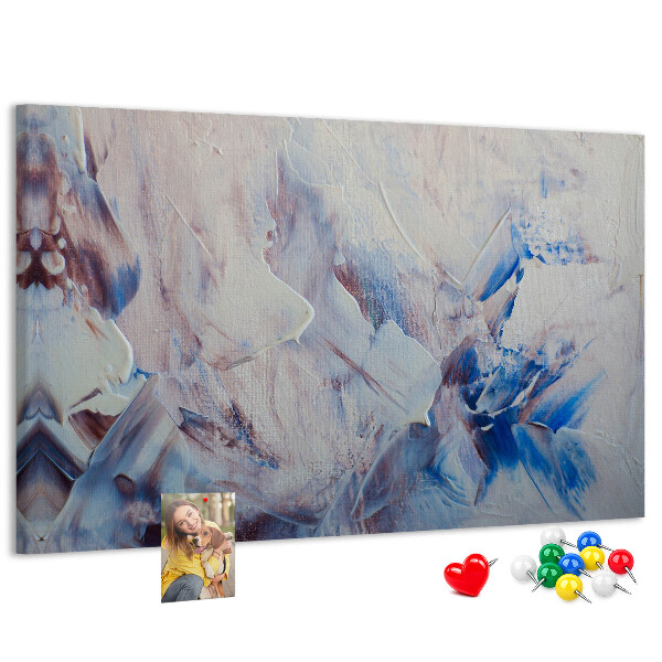 Prikbord met abstract landschap in blauwtinten