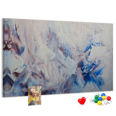 Prikbord met abstract landschap in blauwtinten