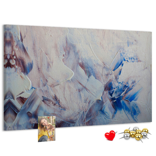Prikbord met abstract landschap in blauwtinten